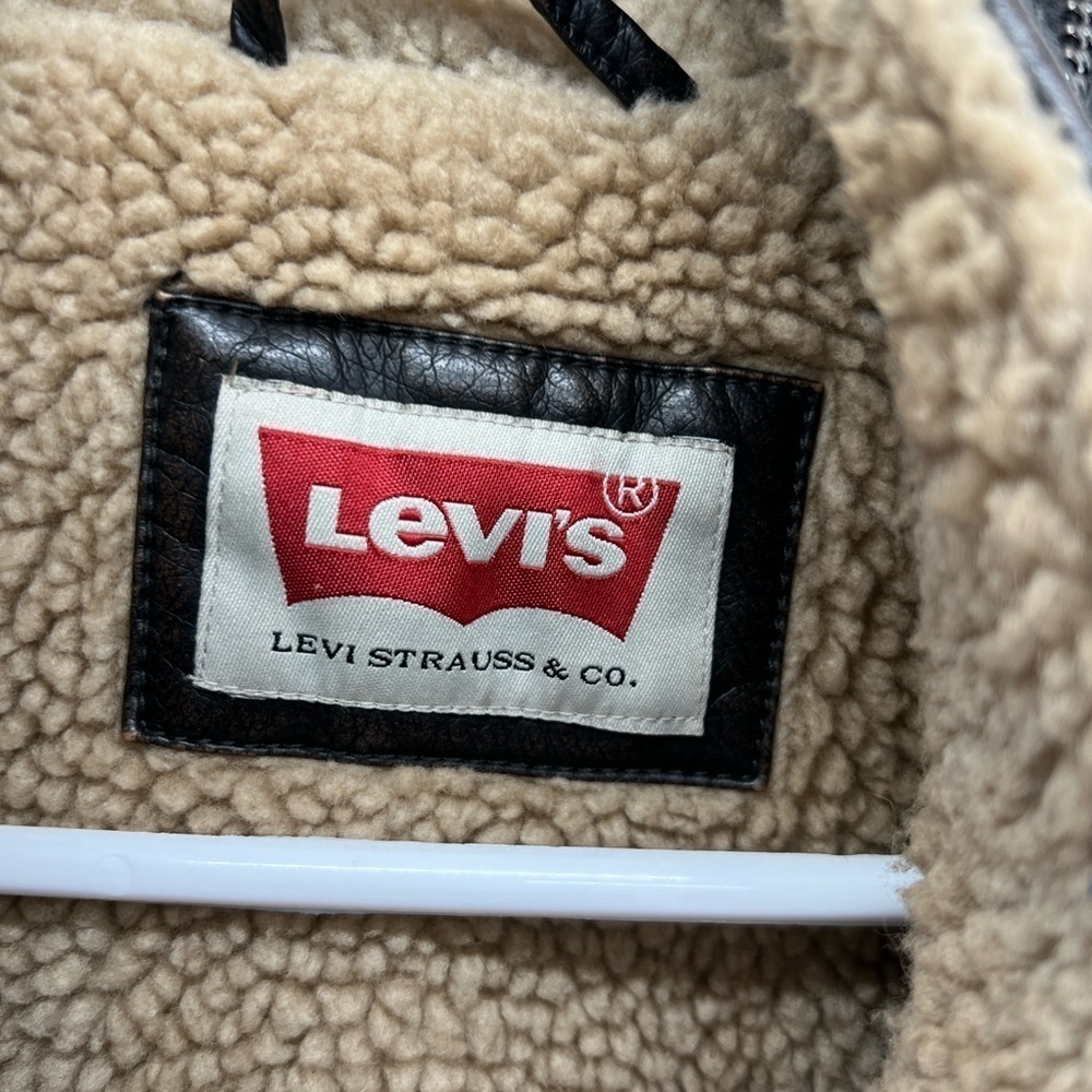 Levi’s brown sherpa-lines aviator bomber jacket coat size XL - Picture 6 of 15